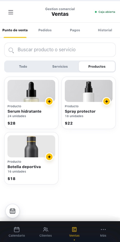Ventas: pantalla original de GShop Pro, datos ficticios